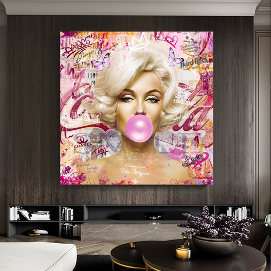 Marilyn Bubble Gum Canvas Wall Art: Exquisite D√©cor-GraffitiWallArt