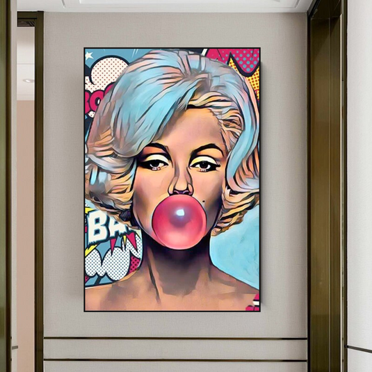 Marilyn Bubble Gum Canvas Wall Art – Find the Perfect Piece-GraffitiWallArt