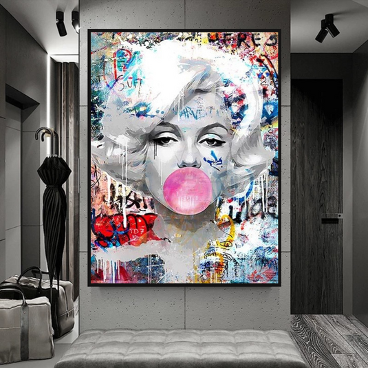 Marilyn Bubble Gum Wall Art: Vibrant Pop Art Design-GraffitiWallArt