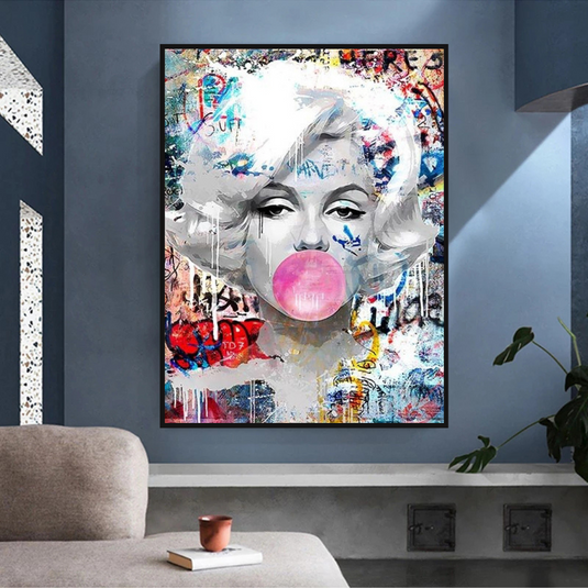 Marilyn Bubble Gum Wall Art: Vibrant Pop Art Design-GraffitiWallArt