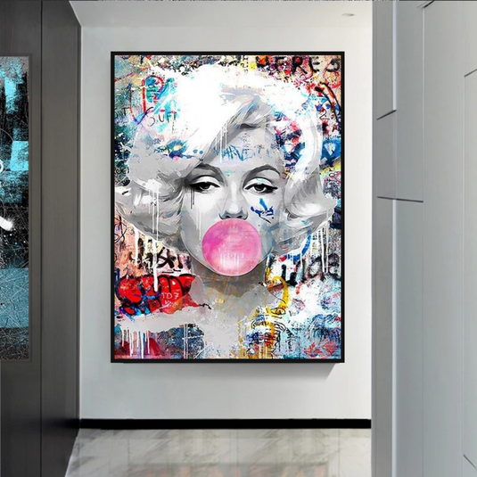 Marilyn Bubble Gum Wall Art: Vibrant Pop Art Design-GraffitiWallArt