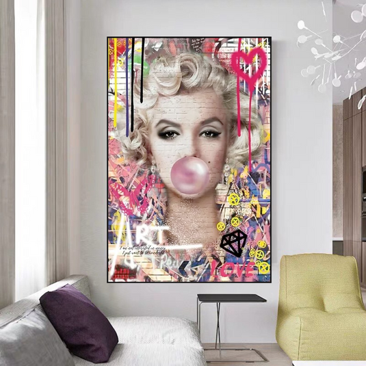 Marilyn Chewing Gum Art: A Unique and Vibrant Creation-GraffitiWallArt