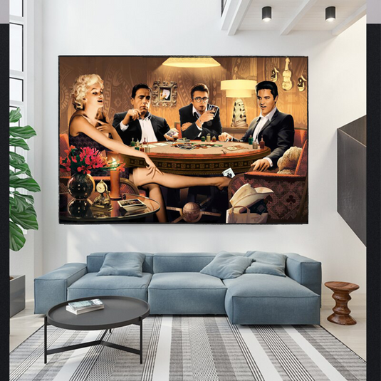 Marilyn, Elvis and James Dean Canvas Art: Poker-GraffitiWallArt