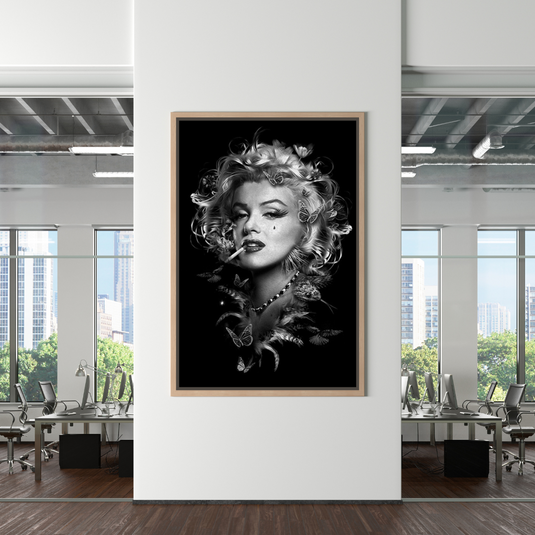 Marilyn Monroe Black n White Canvas Wall Art-GraffitiWallArt