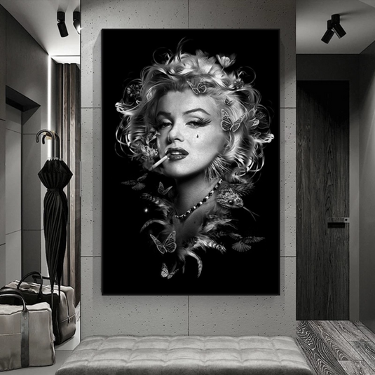 Marilyn Monroe Black n White Canvas Wall Art-GraffitiWallArt