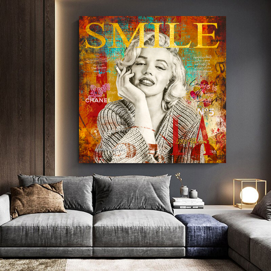 Marilyn Monroe Canvas Wall Art - The Perfect Smile-GraffitiWallArt