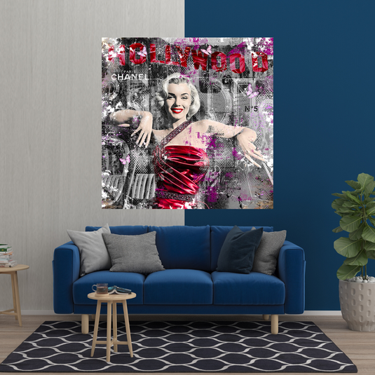 Marilyn Monroe in Red Canvas Wall Art - Beautify Your Space-GraffitiWallArt