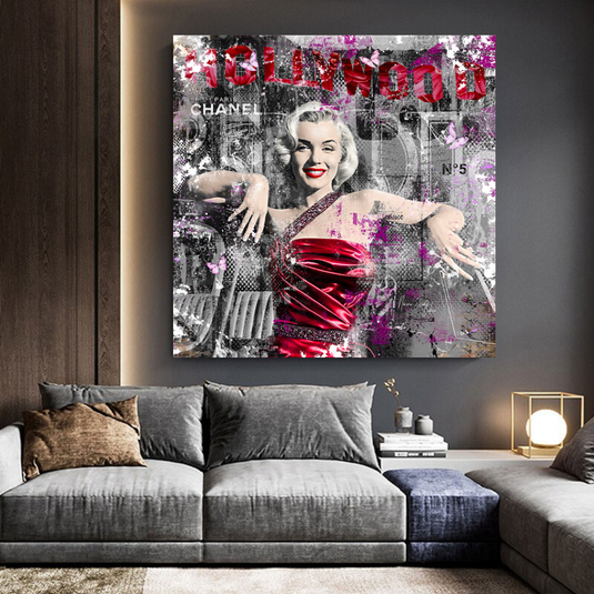 Marilyn Monroe in Red Canvas Wall Art - Beautify Your Space-GraffitiWallArt