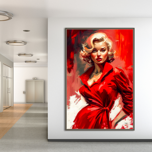 Marilyn Monroe in Red Canvas Wall Hanging Art-GraffitiWallArt