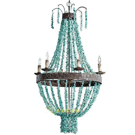 Mediterranean Turquoise Retro Chandelier - Unique Lighting-GraffitiWallArt