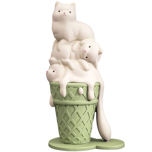 Melted Ice Cream Cat Statues Sculpture Ornament-GraffitiWallArt