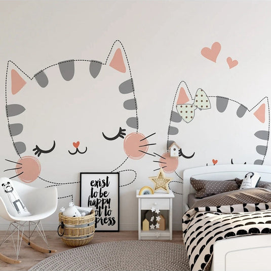 Meow Cat Theme Nursery Wallpaper - Transform Your Space-GraffitiWallArt