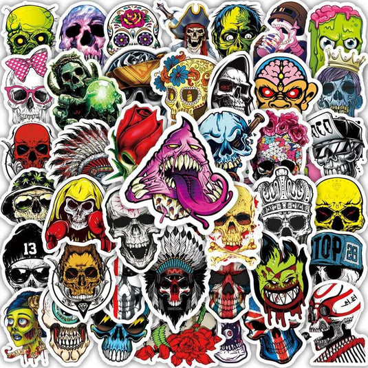 Mexican Style Skull Stickers Pack - Vibrant Designs-GraffitiWallArt