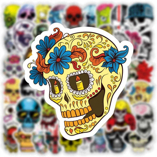 Mexican Style Skull Stickers Pack - Vibrant Designs-GraffitiWallArt