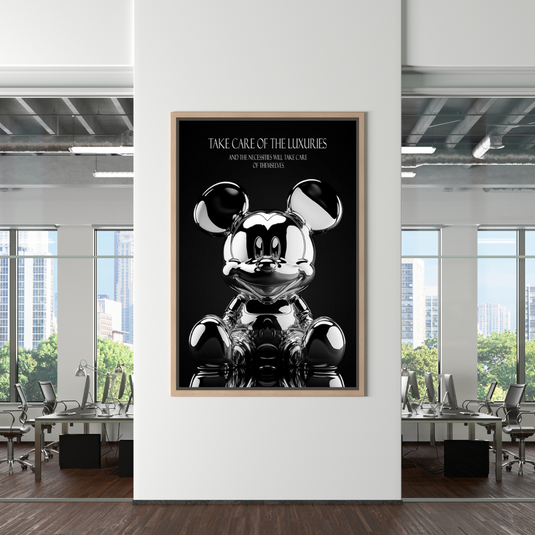 Mickey Mouse Silver Sculpture Motivational Quote Canvas Wall Art-GraffitiWallArt