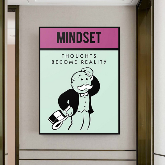 Mindset Thoughts Become Reality - Monopoly Canvas Wall Art-GraffitiWallArt