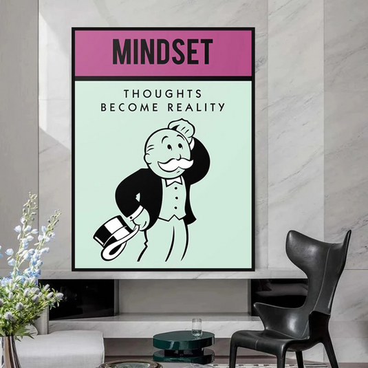 Mindset Thoughts Become Reality - Monopoly Canvas Wall Art-GraffitiWallArt