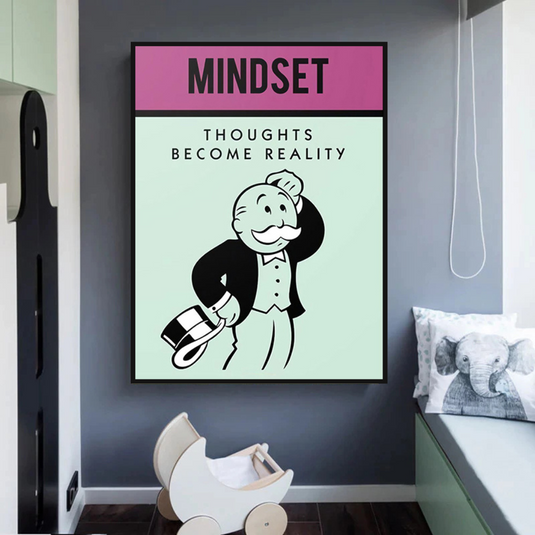 Mindset Thoughts Become Reality - Monopoly Canvas Wall Art-GraffitiWallArt