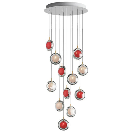 Minimalist Glass Stone Pendant Staircase Chandelier Lighting-GraffitiWallArt