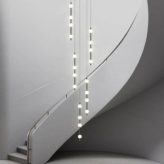 Lustre d'escalier suspendu à globes de poteau minimaliste