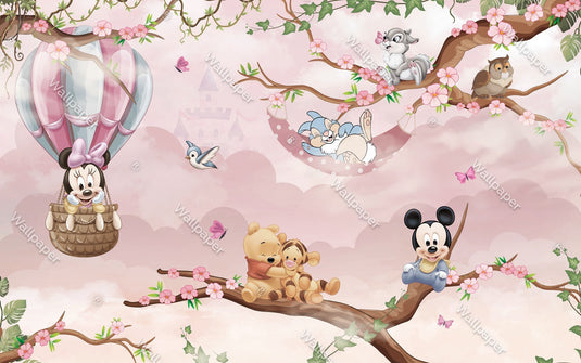 Minnie and Honeypoo Wallpaper Mural: Transform Your Space-GraffitiWallArt