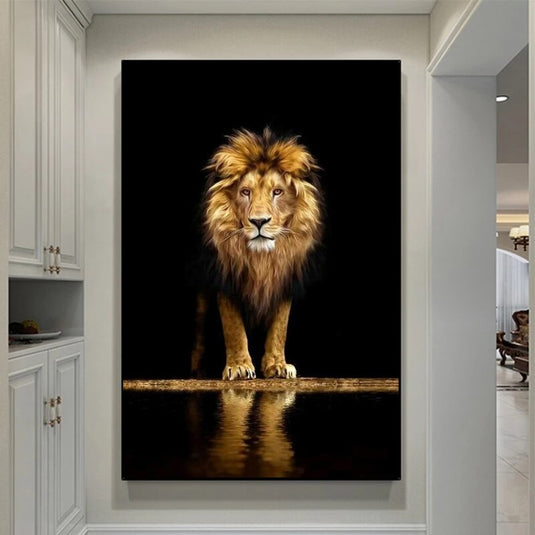 Modern Art Lion In The Dark Canvas Wall Art-GraffitiWallArt