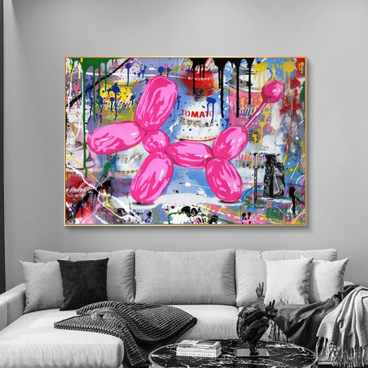 Modern Balloon Dog Graffiti Canvas Wall Art - Unique Home Decor-GraffitiWallArt