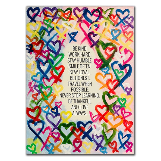 Modern Be Kind and Love Always Canvas Wall Art-GraffitiWallArt