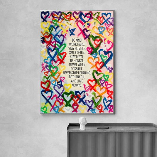 Modern Be Kind and Love Always Canvas Wall Art-GraffitiWallArt