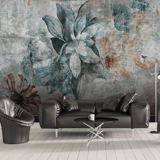 Modern Chic Floral Mural Wallpaper-GraffitiWallArt