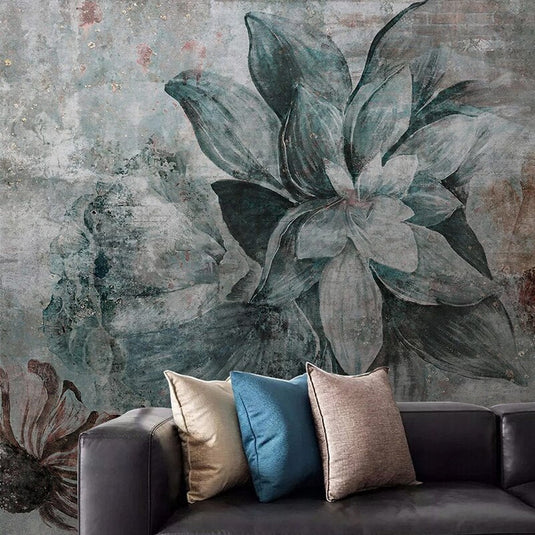 Modern Chic Floral Mural Wallpaper-GraffitiWallArt