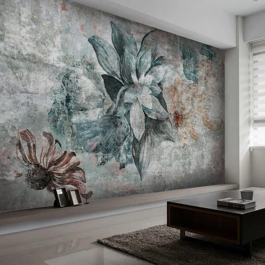 Modern Chic Floral Mural Wallpaper-GraffitiWallArt