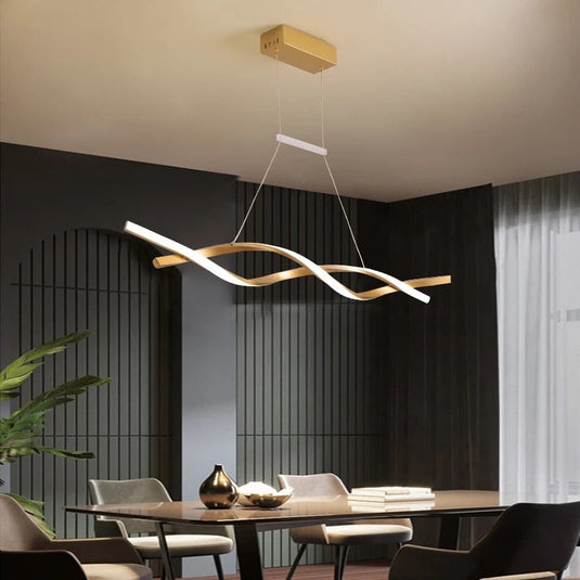 Modern LED Pendant Lamp, Dimmable Black Gold Chandelier-GraffitiWallArt