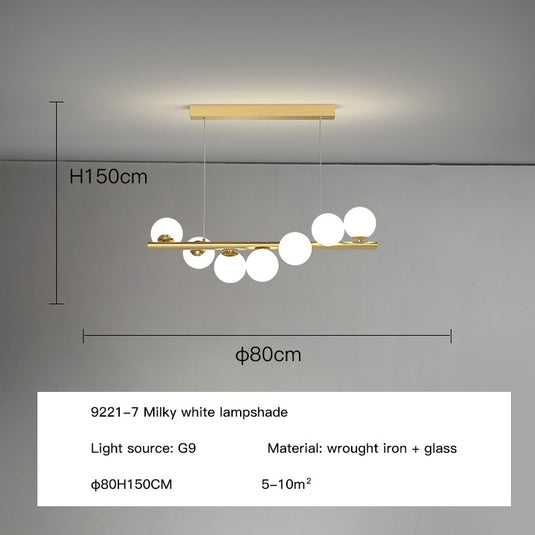 Modern Long Glass Ball Chandelier with G9 LED-GraffitiWallArt