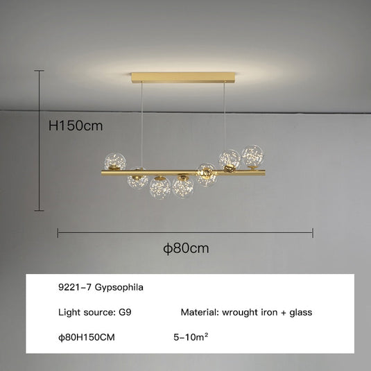 Modern Long Glass Ball Chandelier with G9 LED-GraffitiWallArt