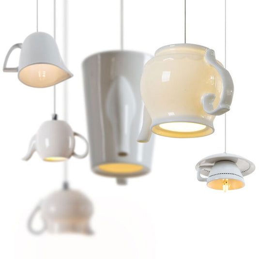 Modern Tea Cup Teapot Crockery Ceramic Led Pendant Lights-GraffitiWallArt