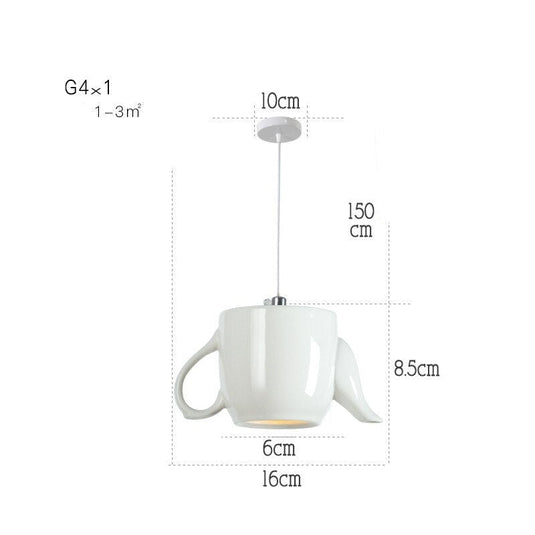 Modern Tea Cup Teapot Crockery Ceramic Led Pendant Lights-GraffitiWallArt