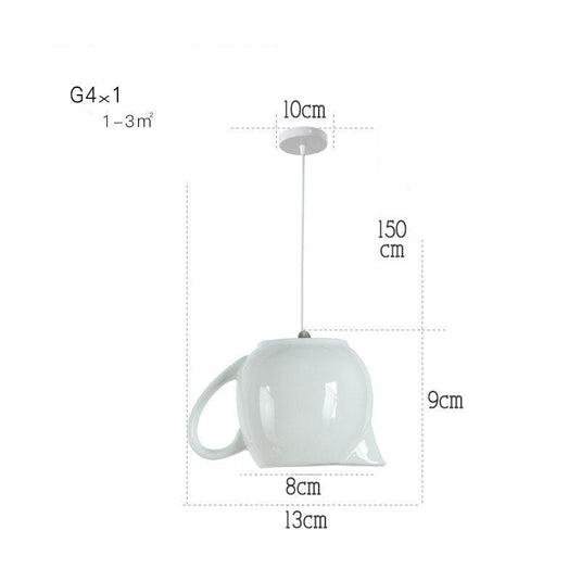 Modern Tea Cup Teapot Crockery Ceramic Led Pendant Lights-GraffitiWallArt