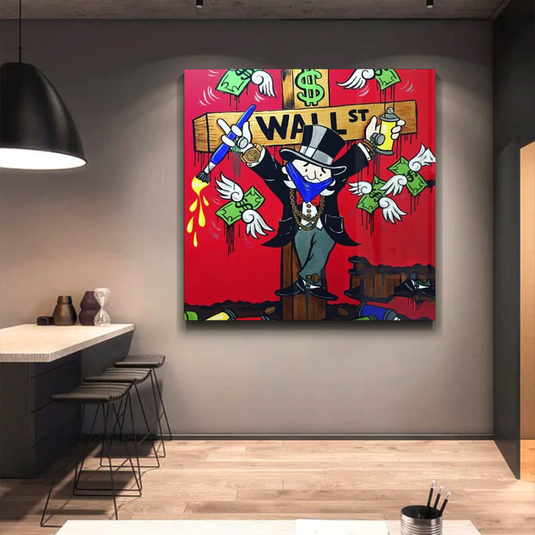 Money Flys at Wall Street - Mr Monopoly Wall Art-GraffitiWallArt