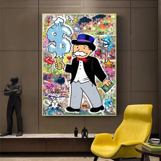 Money Forbes Funny Monopoly Alec Canvas Wall Art-GraffitiWallArt