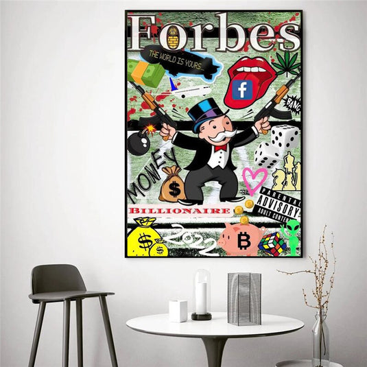 Money Forbes Funny Monopoly Alec Canvas Wall Art-GraffitiWallArt