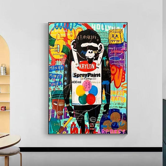 Monkey Men Canvas Wall Art-GraffitiWallArt