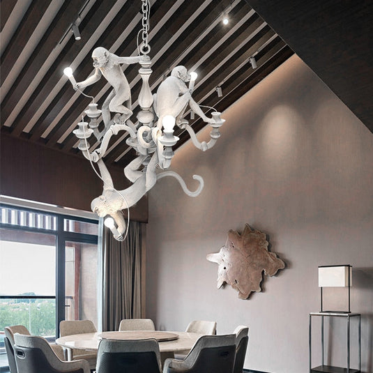 Monkeys Chandelier Luxurious Ceiling Lamp-GraffitiWallArt