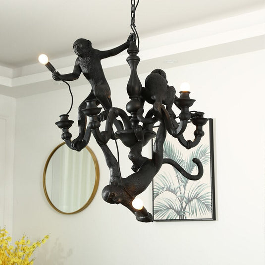 Monkeys Chandelier Luxurious Ceiling Lamp-GraffitiWallArt