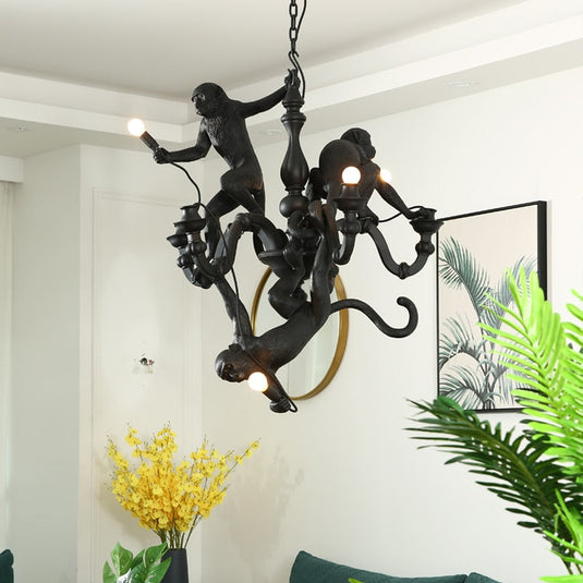 Monkeys Chandelier Luxurious Ceiling Lamp-GraffitiWallArt