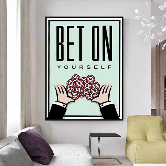 Monopoly Bet on Yourself Card Canvas Wall Art-GraffitiWallArt