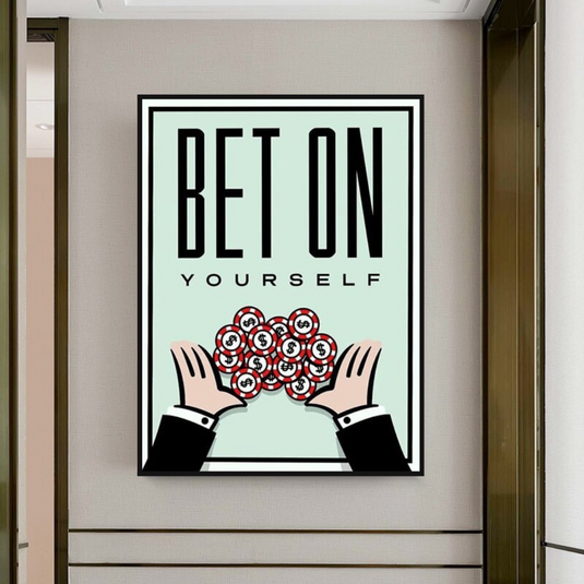 Monopoly Bet on Yourself Card Canvas Wall Art-GraffitiWallArt