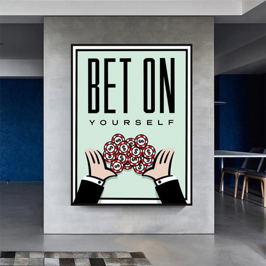 Monopoly Bet on Yourself Card Canvas Wall Art-GraffitiWallArt