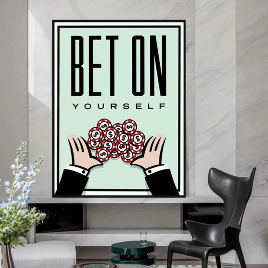 Monopoly Bet on Yourself Card Canvas Wall Art-GraffitiWallArt