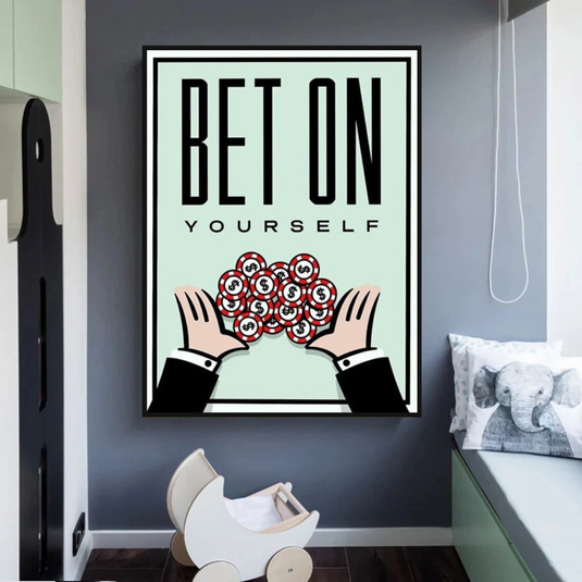 Monopoly Bet on Yourself Card Canvas Wall Art-GraffitiWallArt